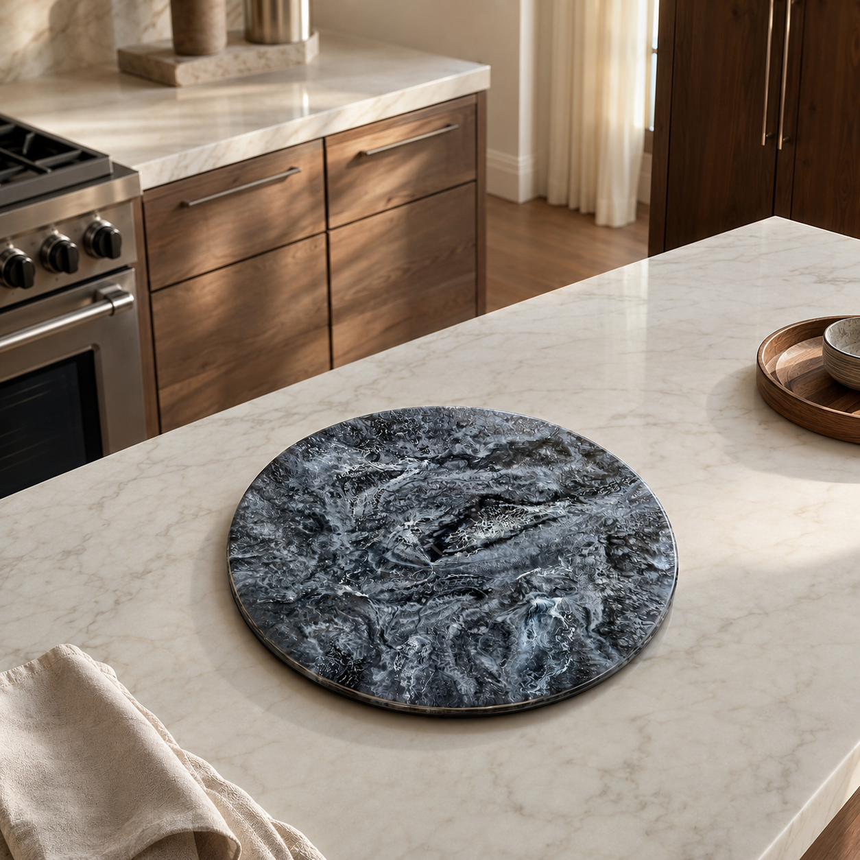 Black Lazy Susan geode design epoxy resin, 5 sizes