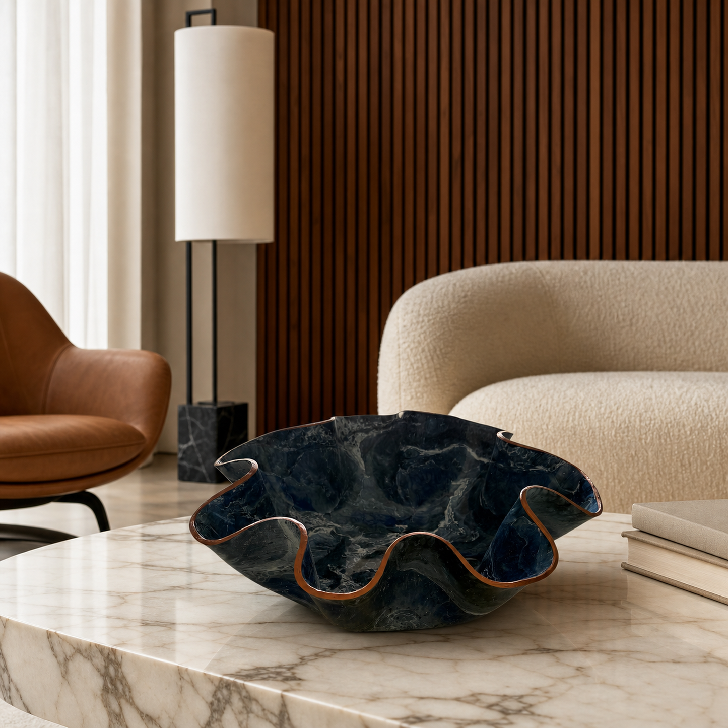 Large Blue bowl, 18x3" geode design epoxy resin