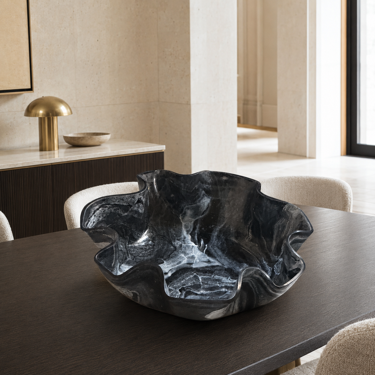 Large Black bowl, 18x3" geode design epoxy resin