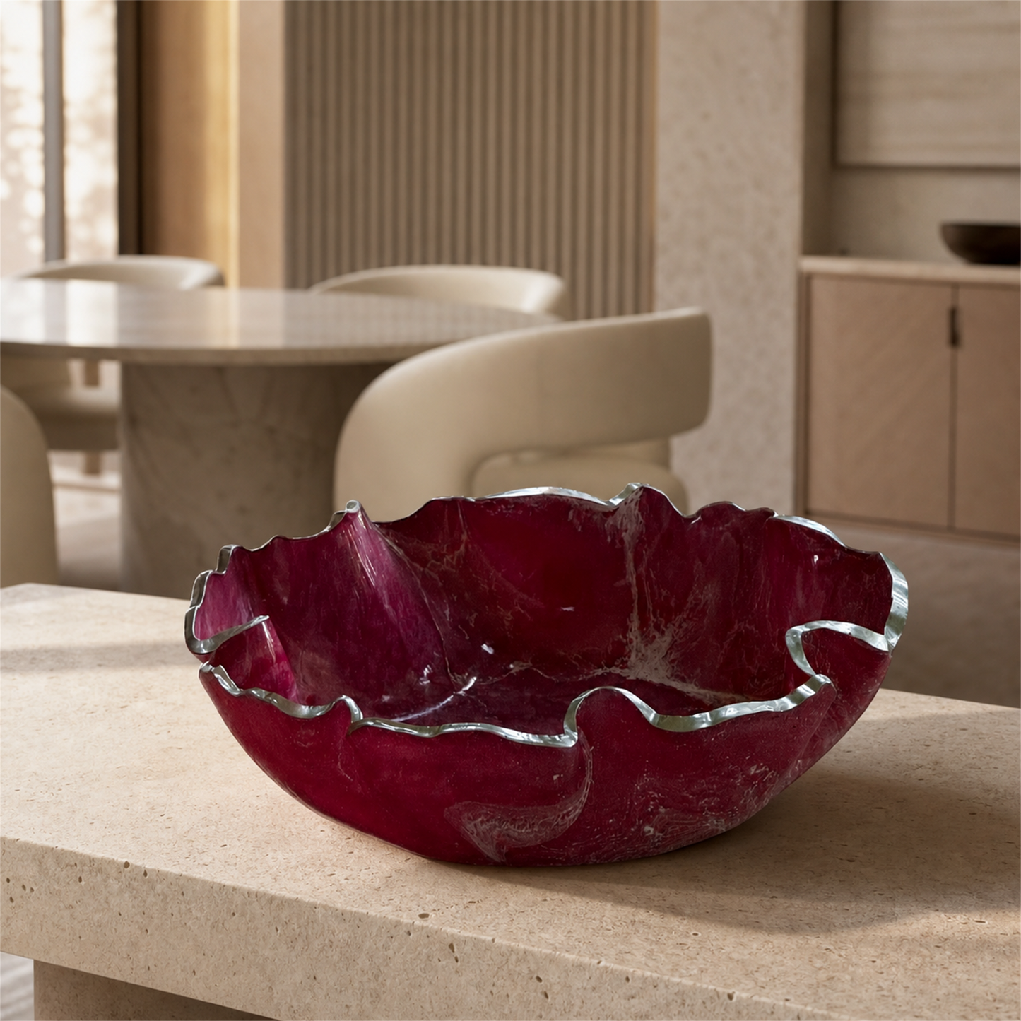 Medium Pink bowl, 11x3" geode design epoxy resin
