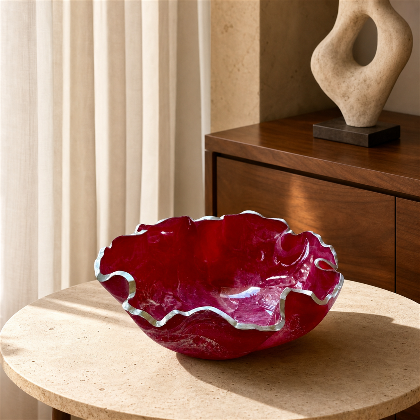 Medium Pink bowl, 11x3" geode design epoxy resin