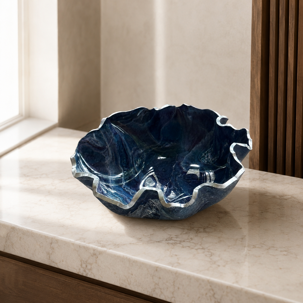 Medium Purple and Blue bowl, 11x3" geode design epoxy resin
