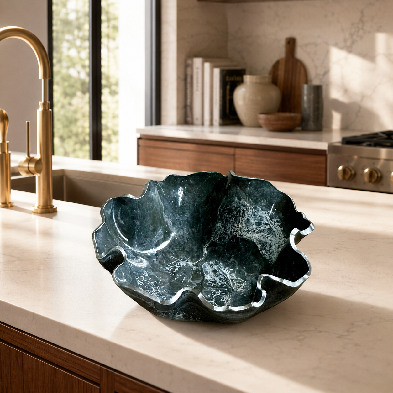 Medium Grey and Silver bowl, 11x3" geode design epoxy resin