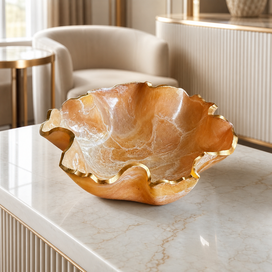 Medium Cream bowl, 11x3" geode design epoxy resin