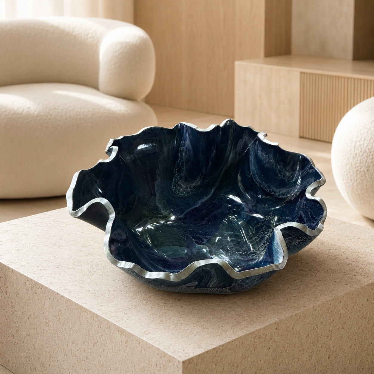 Medium Purple and Blue bowl, 11x3" geode design epoxy resin