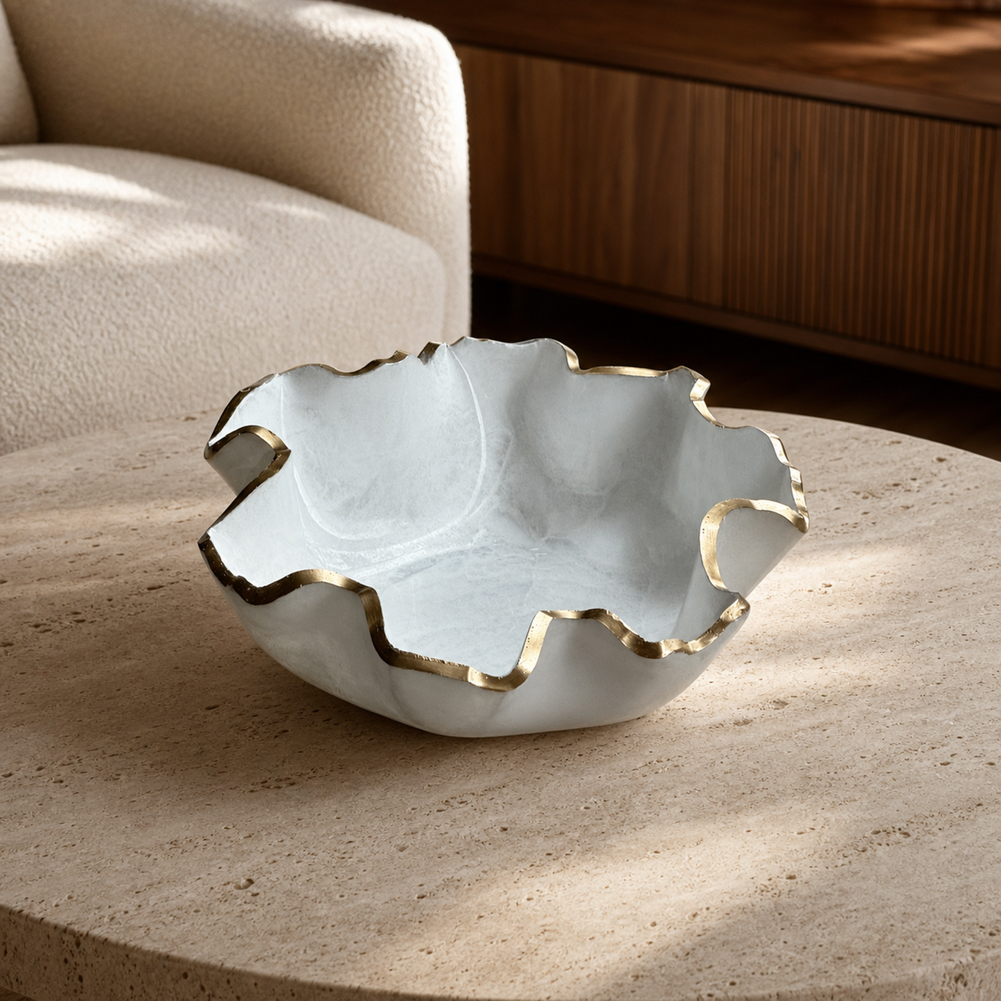 Medium White bowl, 11x3" geode design epoxy resin