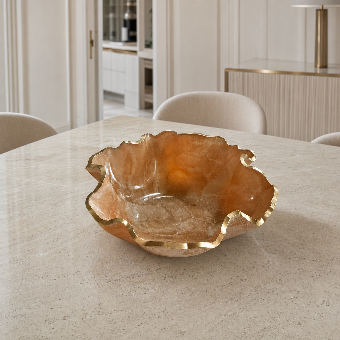 Medium Cream bowl, 11x3" geode design epoxy resin