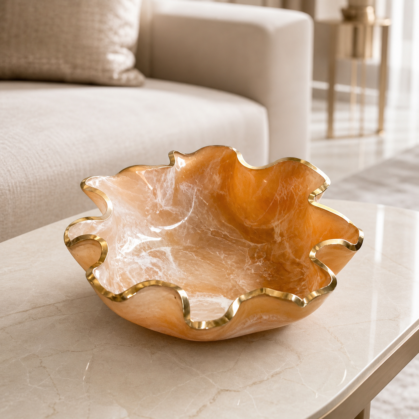 Medium Cream bowl, 11x3" geode design epoxy resin