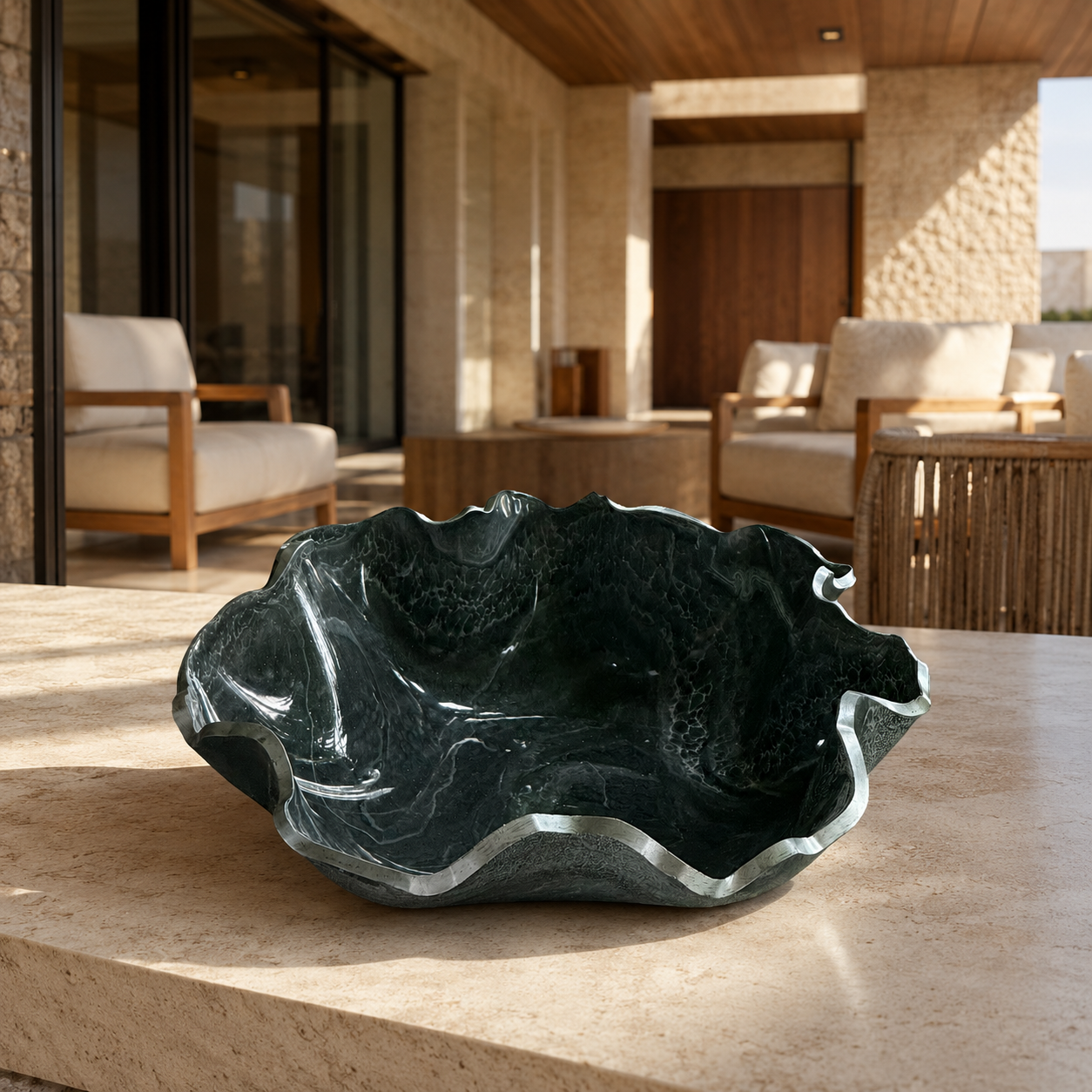 Medium Grey and Silver bowl, 11x3" geode design epoxy resin