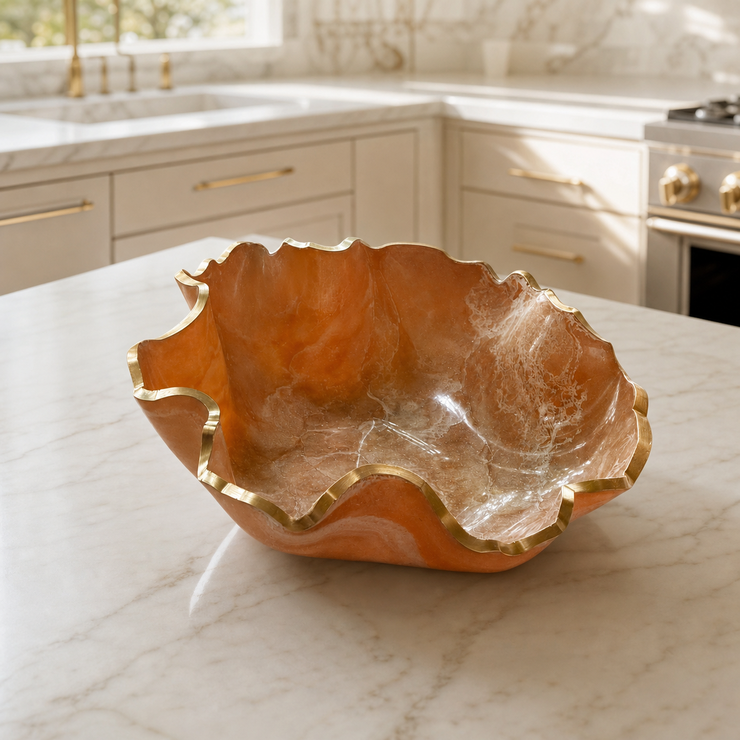 Medium Cream bowl, 11x3" geode design epoxy resin