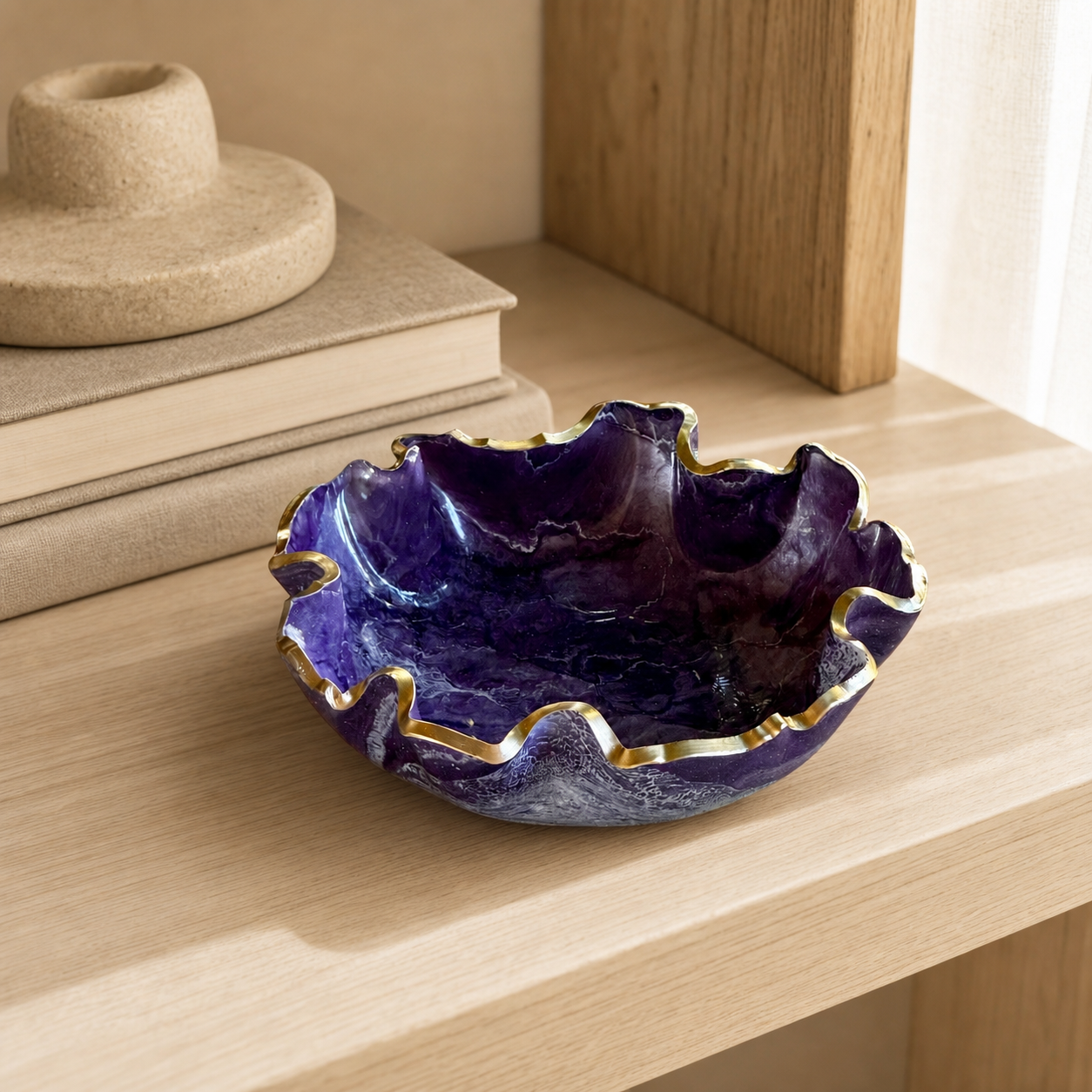 Medium Purple bowl, 11x3" geode design epoxy resin