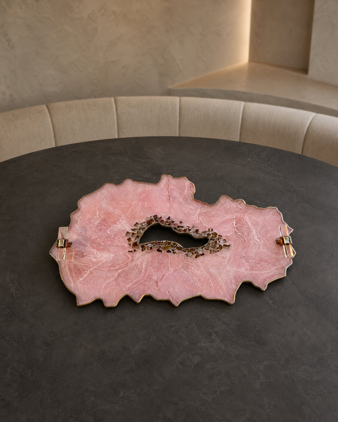Light Pink tray handmade epoxy resin geode design