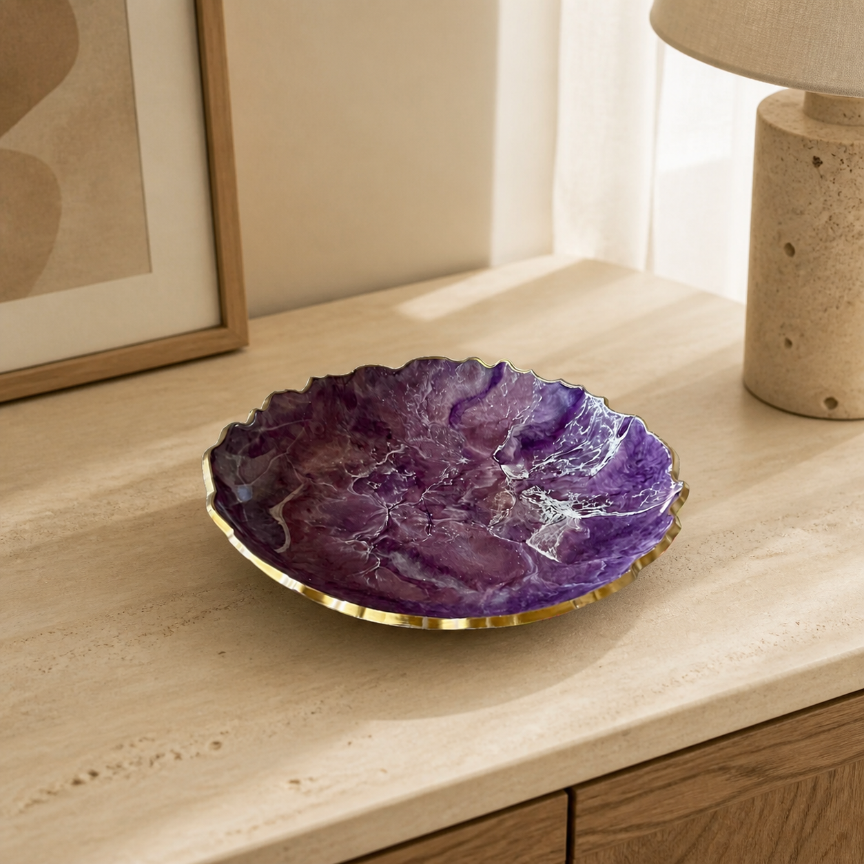 Purple Platter 12" geode design epoxy resin