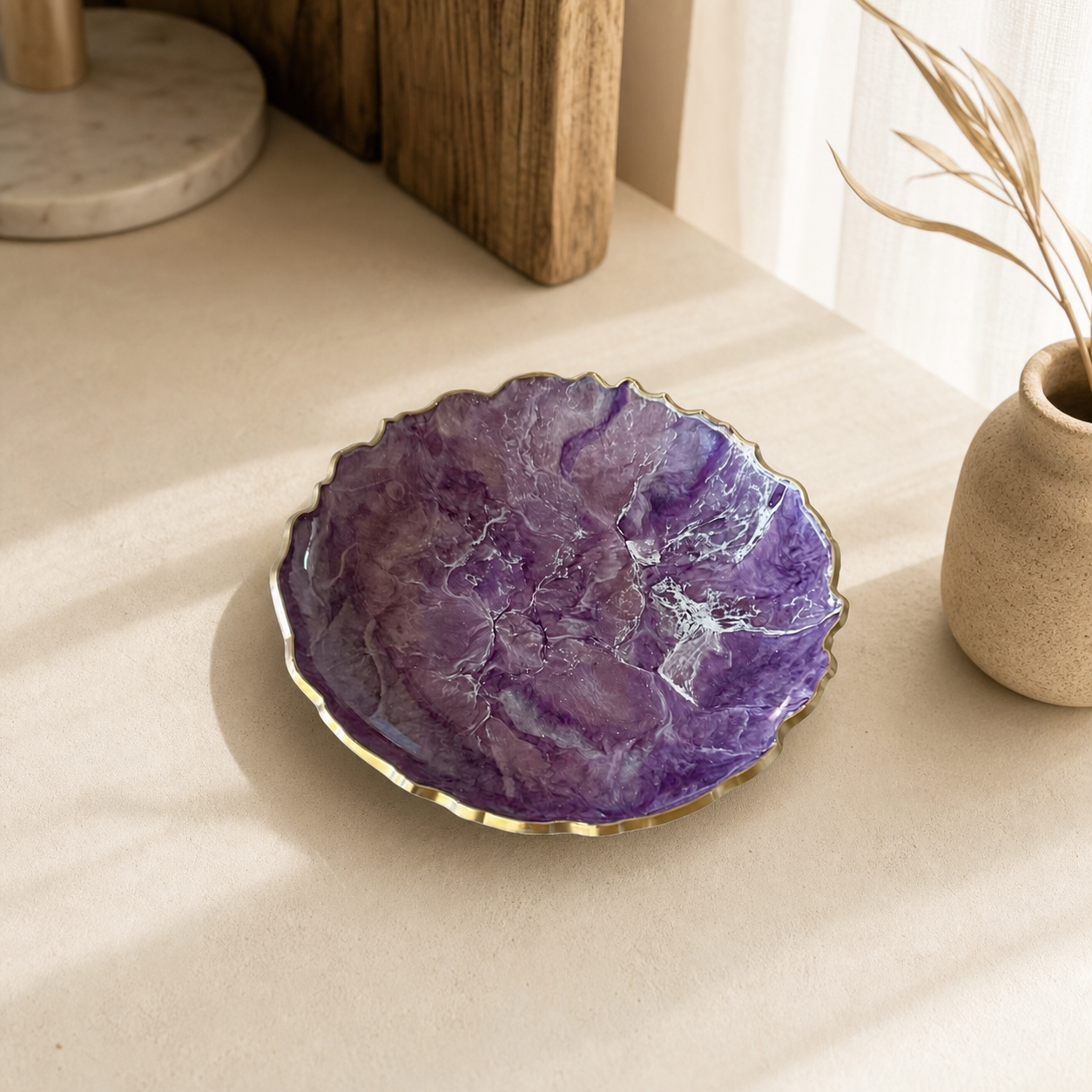 Purple Platter 12" geode design epoxy resin