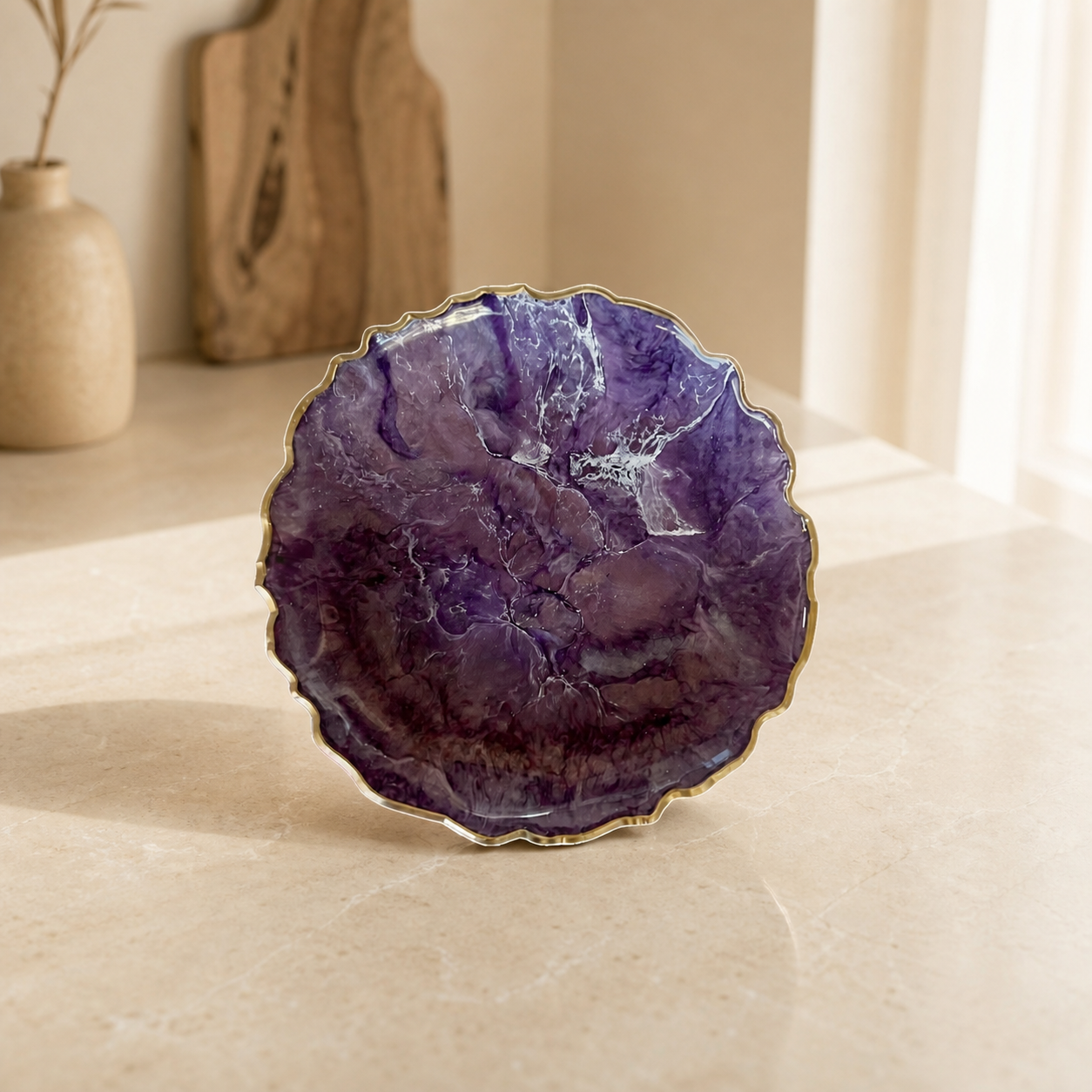 Purple Platter 12" geode design epoxy resin