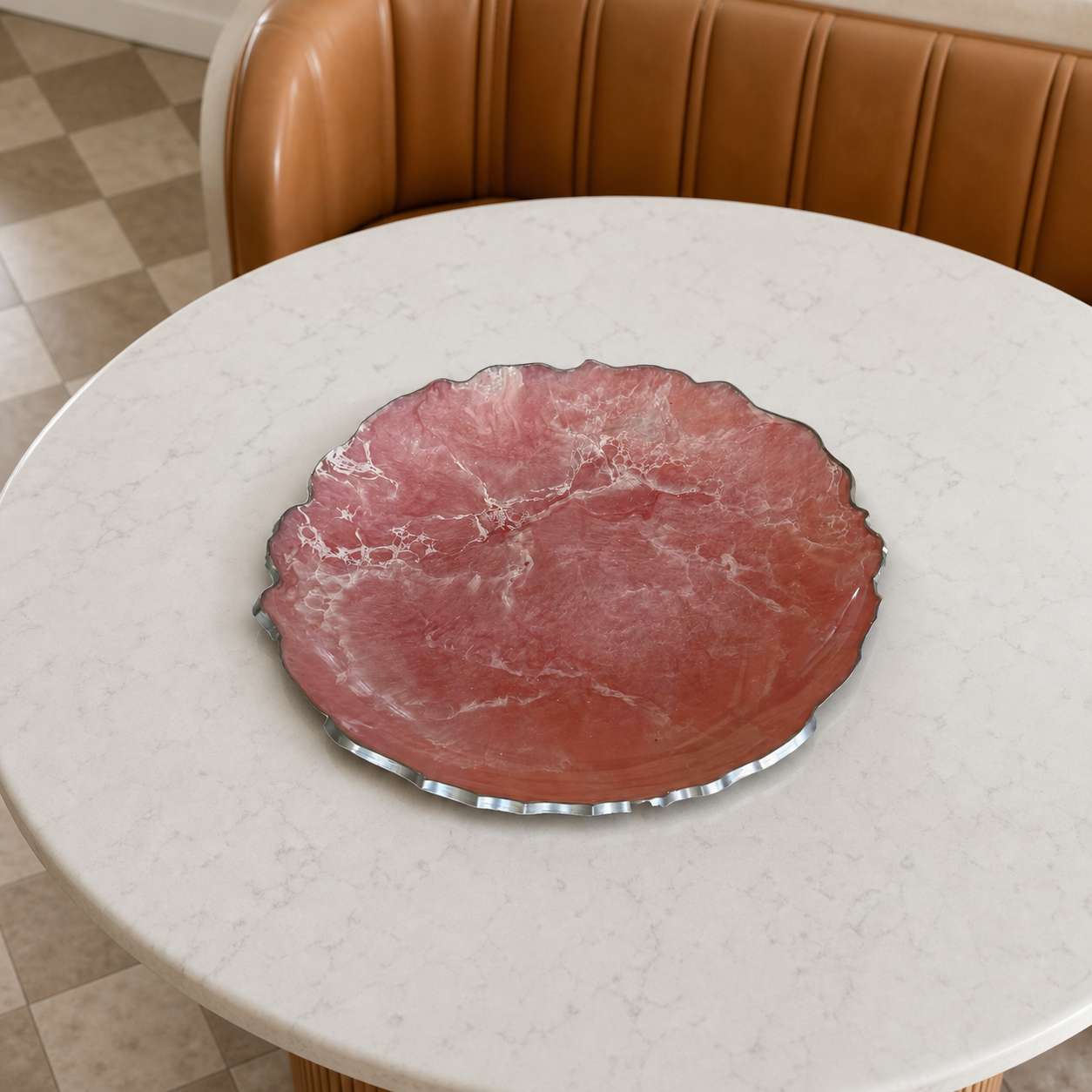 Light Pink Platter 12" geode design epoxy resin