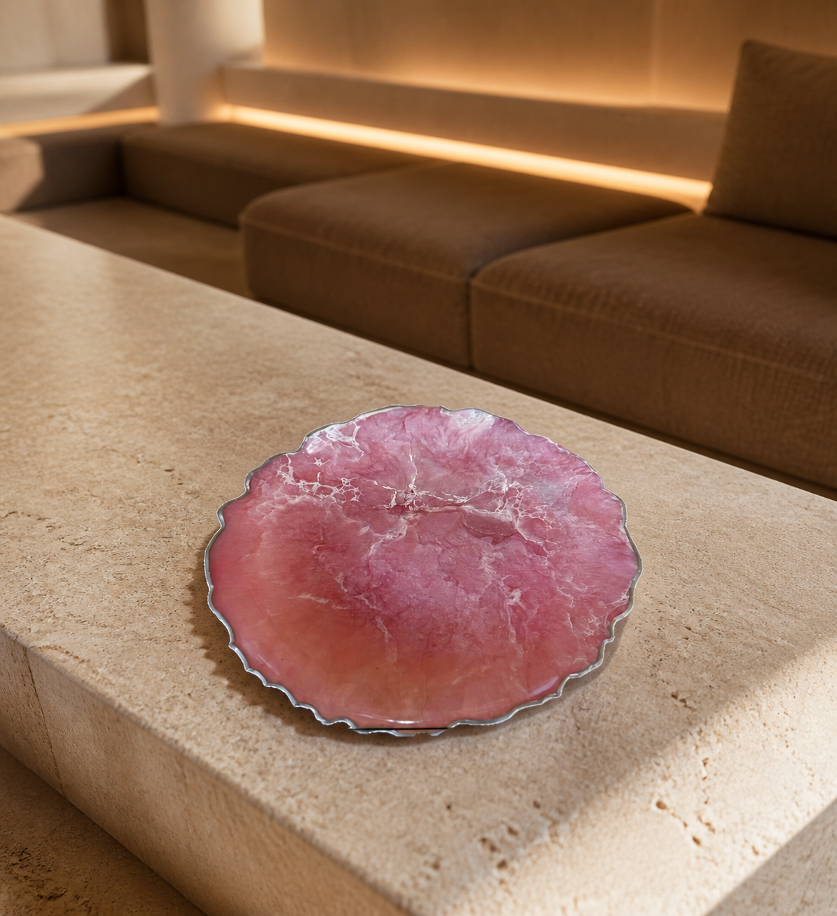 Light Pink Platter 12" geode design epoxy resin
