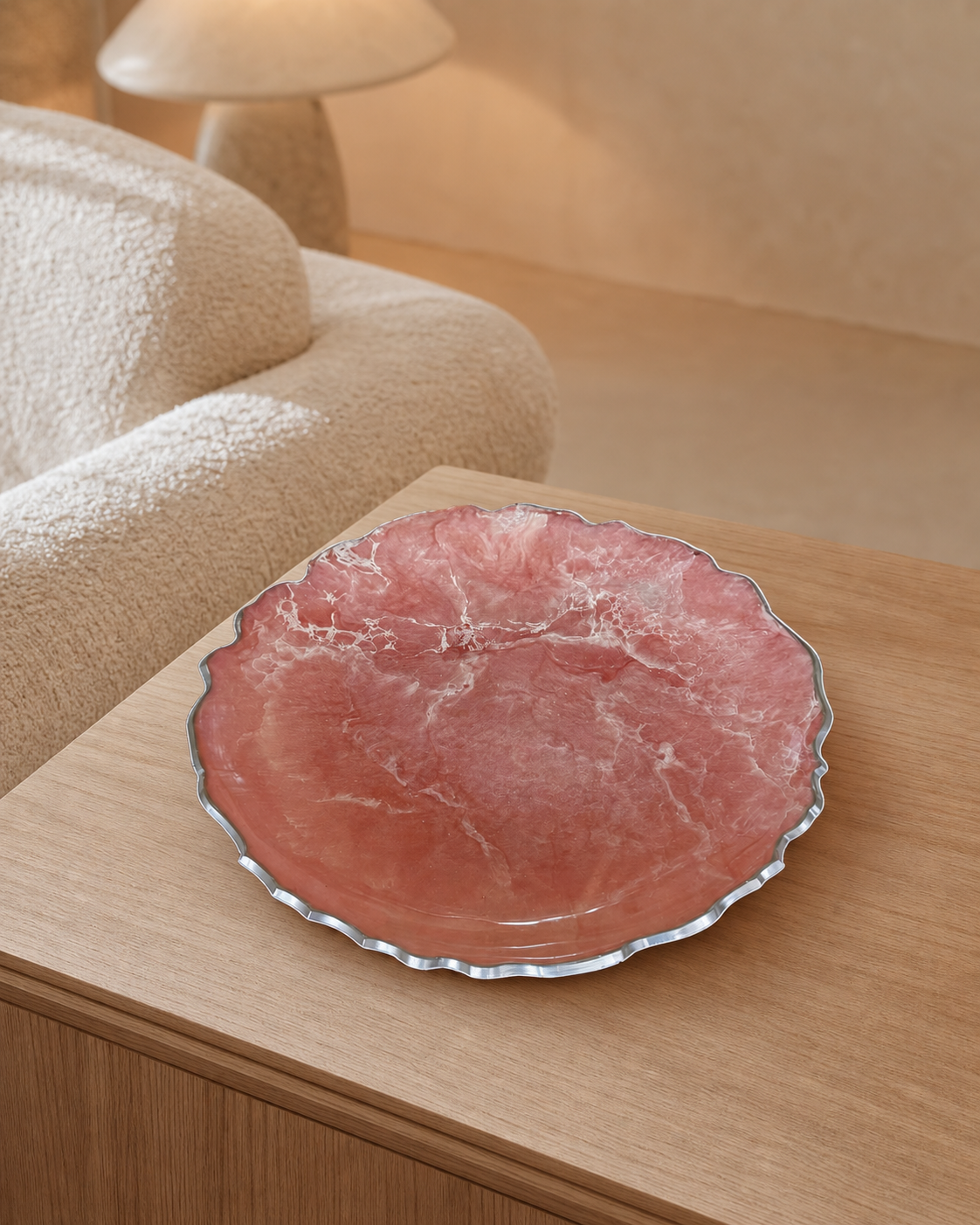 Light Pink Platter 12" geode design epoxy resin