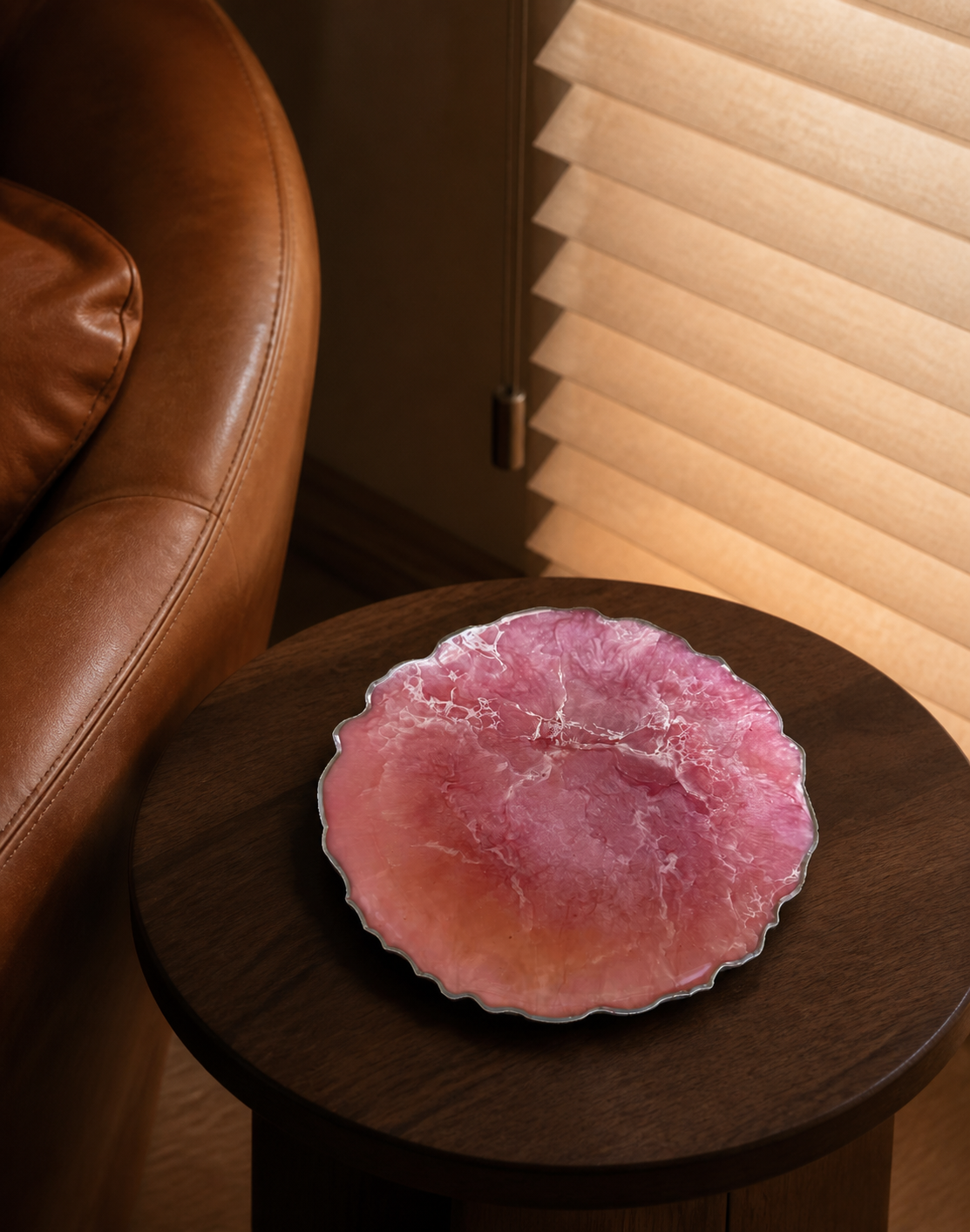 Light Pink Platter 12" geode design epoxy resin