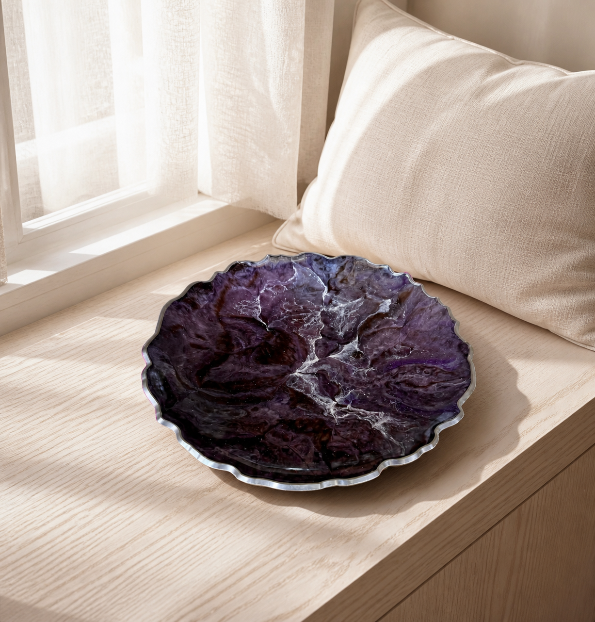 Purple and Brown Platter 12" geode design epoxy resin