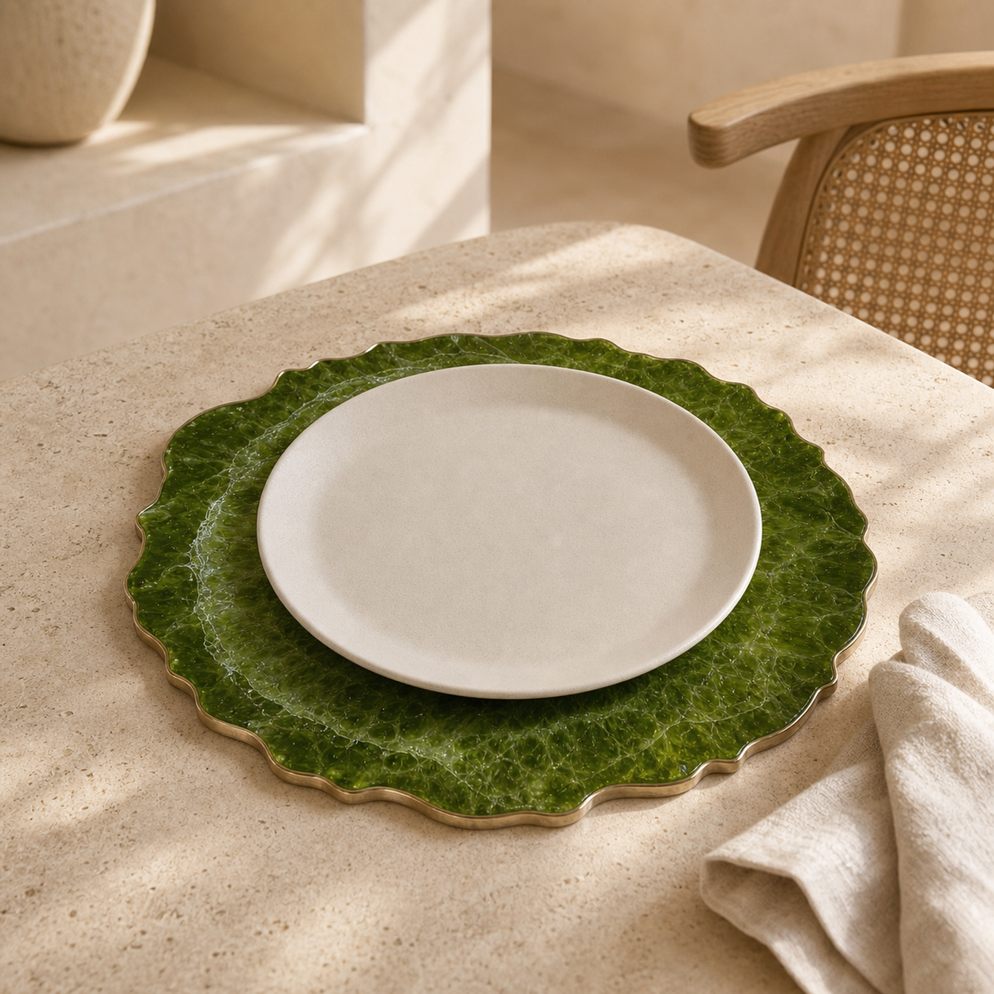 Olive green Placemats geode design epoxy resin