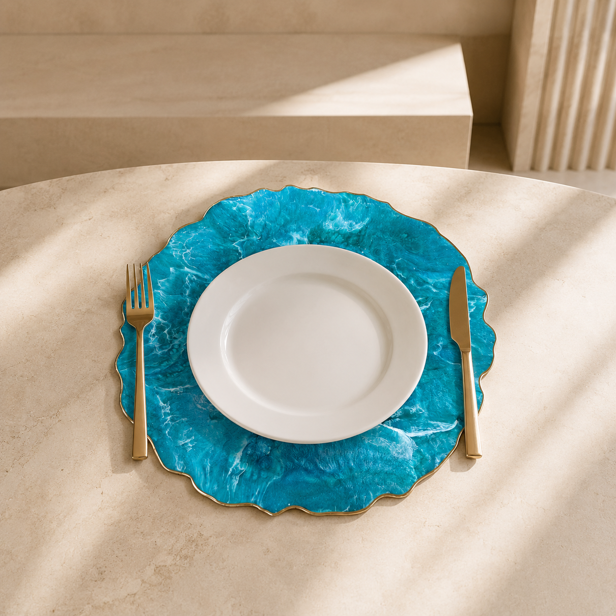 Ocean colors Placemats geode design epoxy resin
