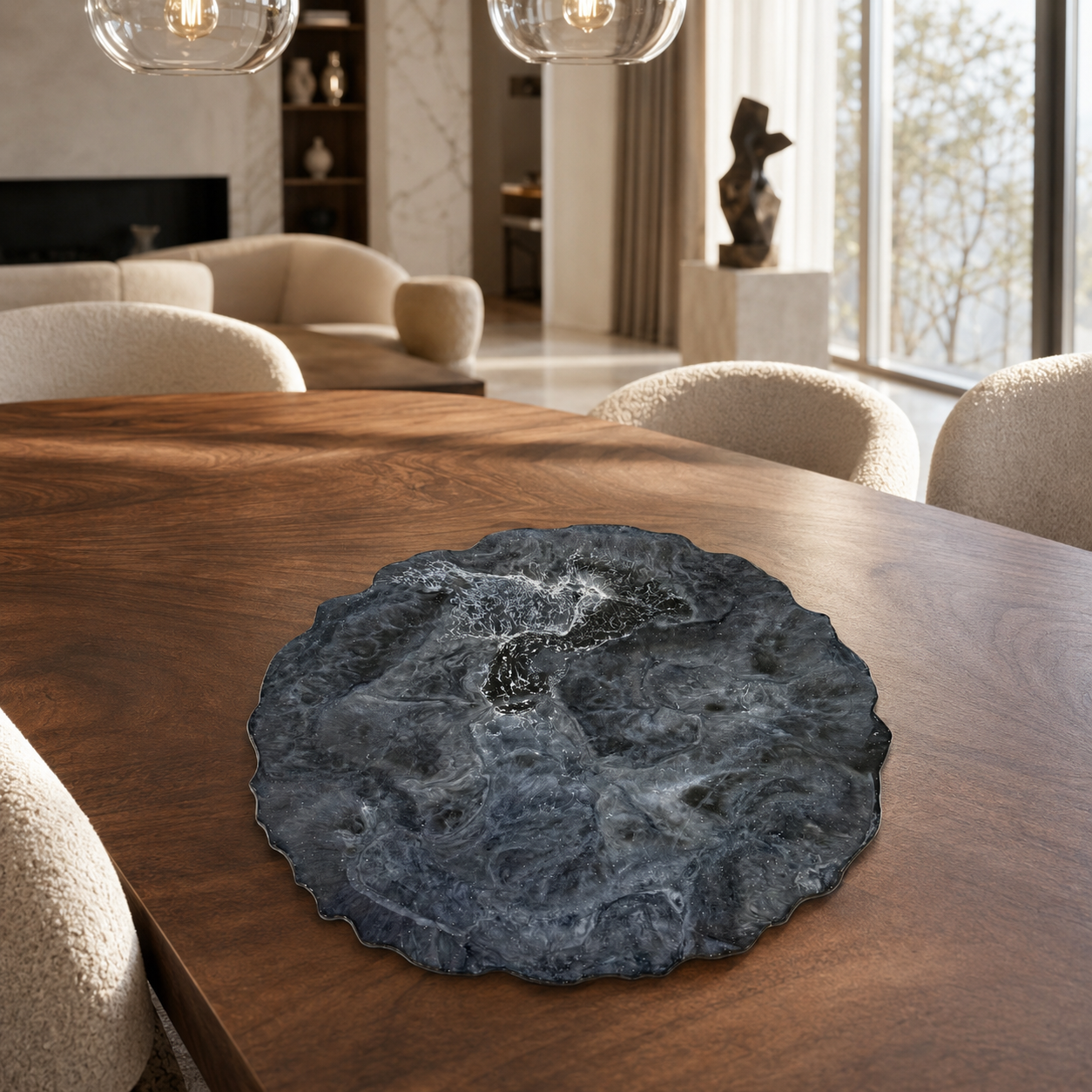 Silver and Grey Placemats geode design epoxy resin