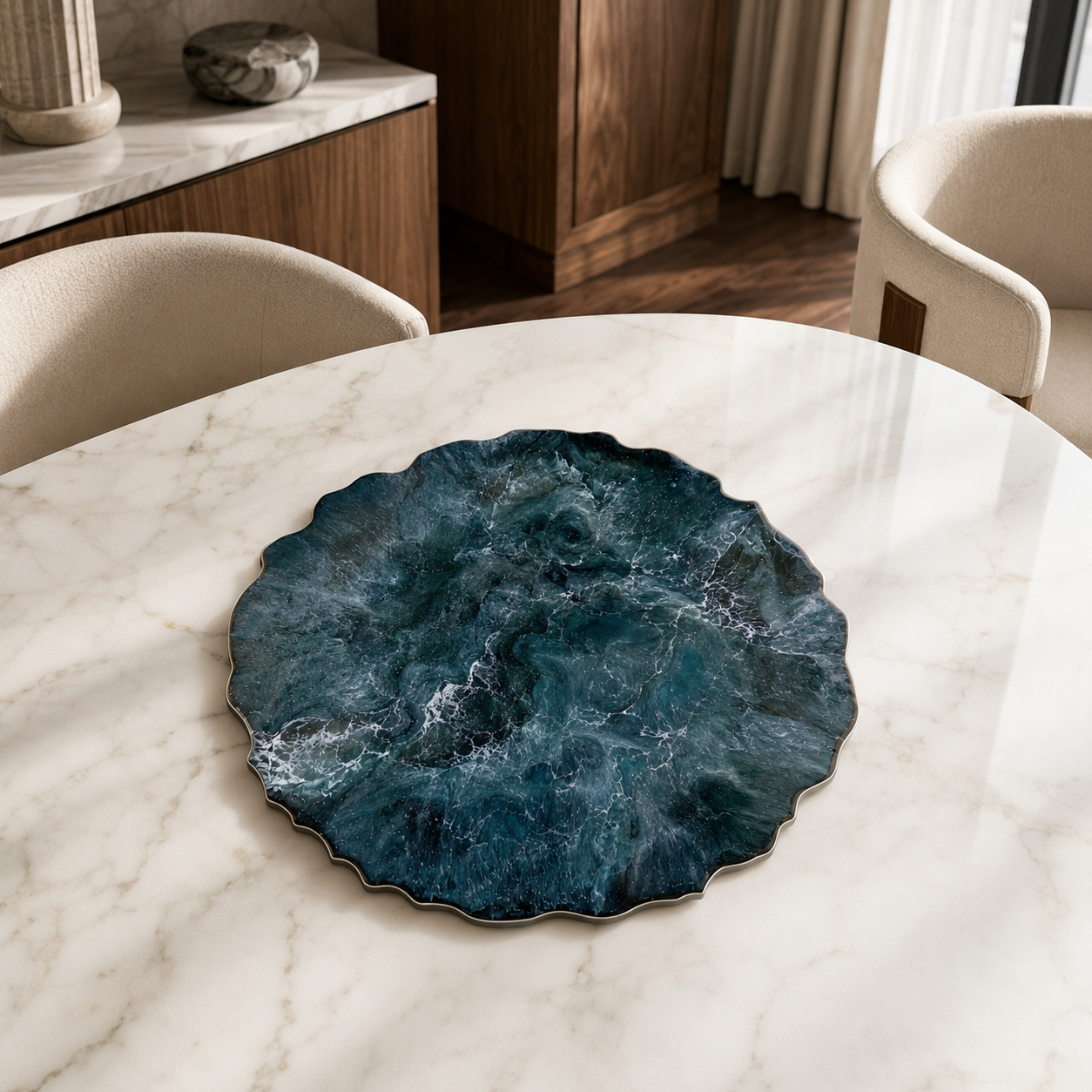 Teal and Silver Placemats geode design epoxy resin