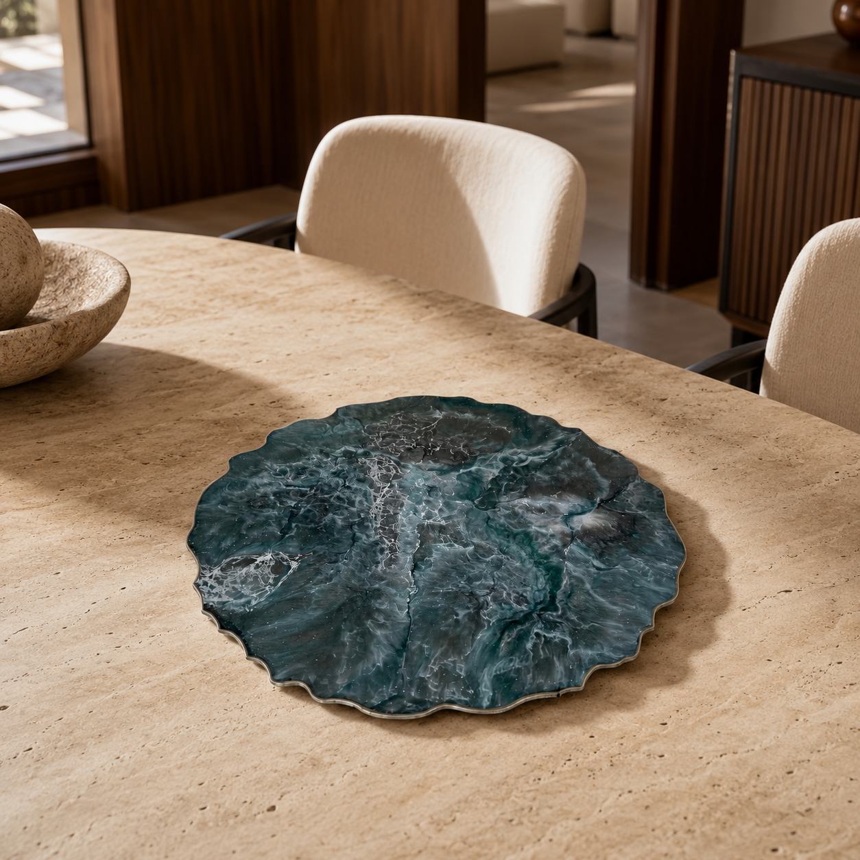 Teal and Silver Placemats geode design epoxy resin