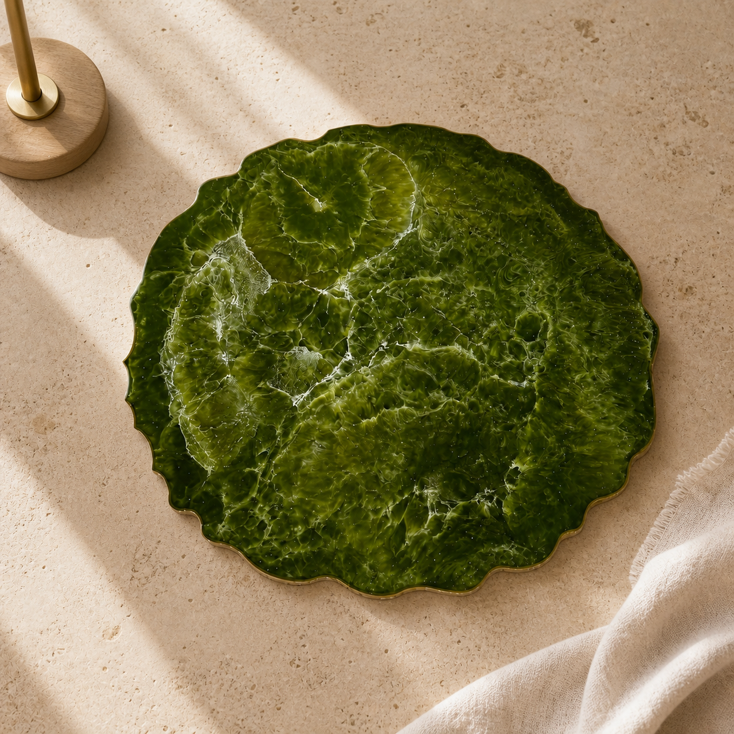 Olive green Placemats geode design epoxy resin