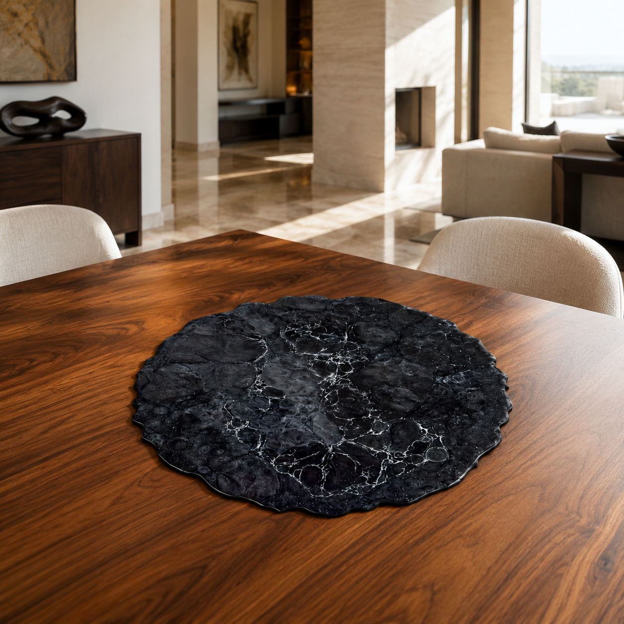 Black Placemats geode design epoxy resin
