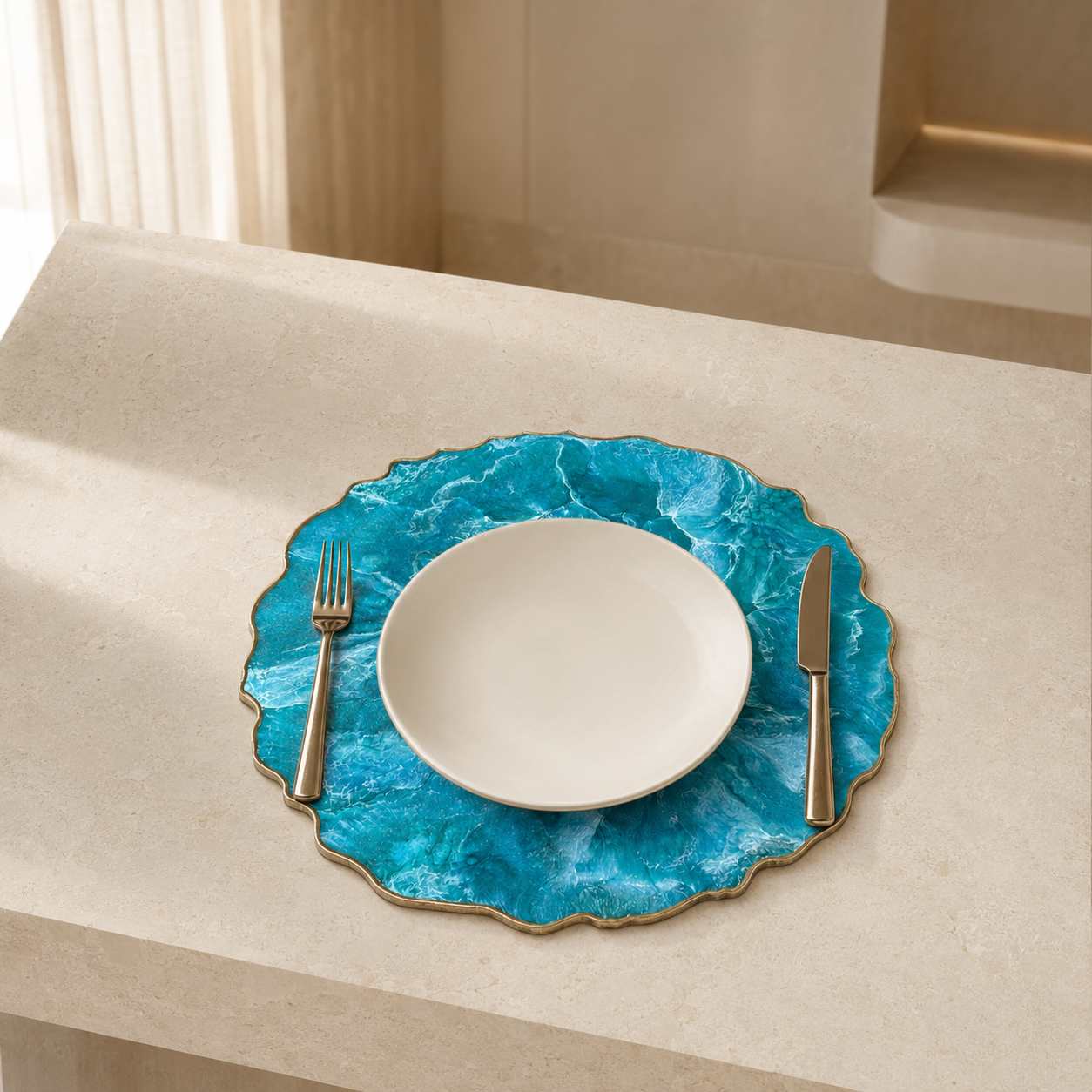 Ocean colors Placemats geode design epoxy resin