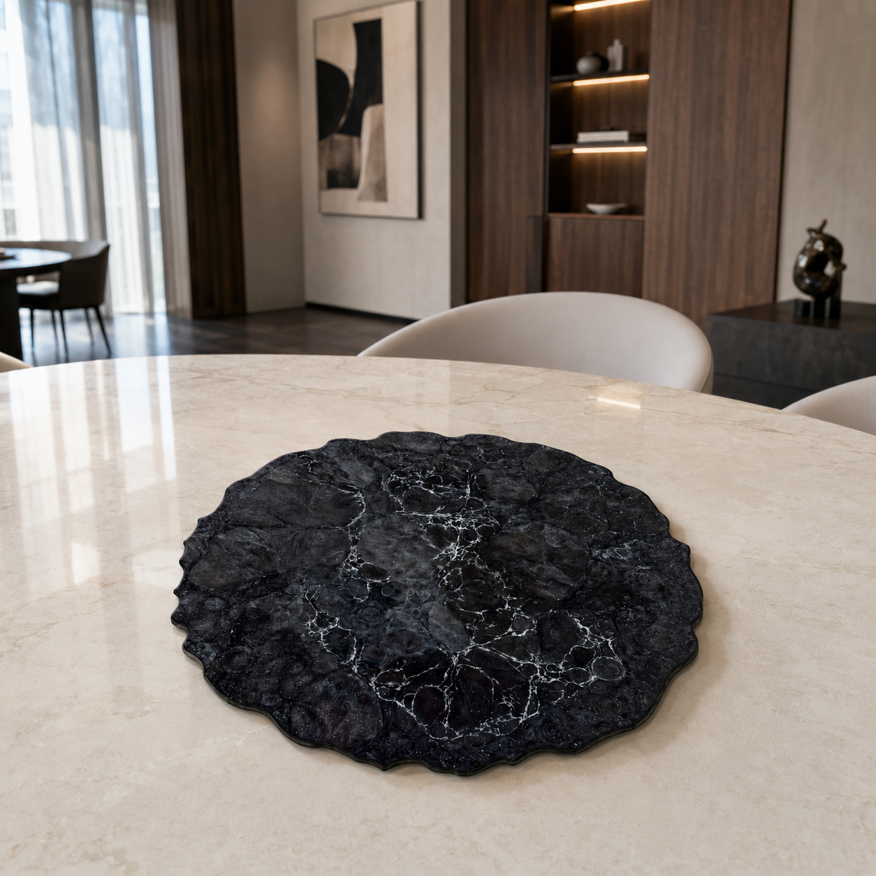 Black Placemats geode design epoxy resin