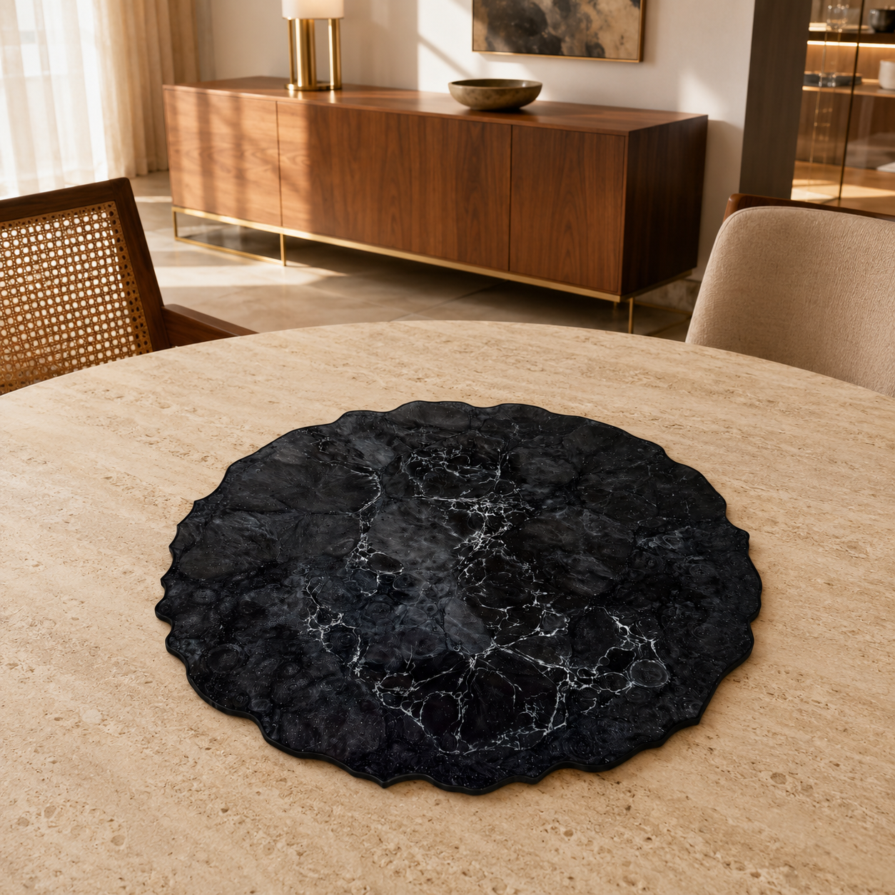 Black Placemats geode design epoxy resin