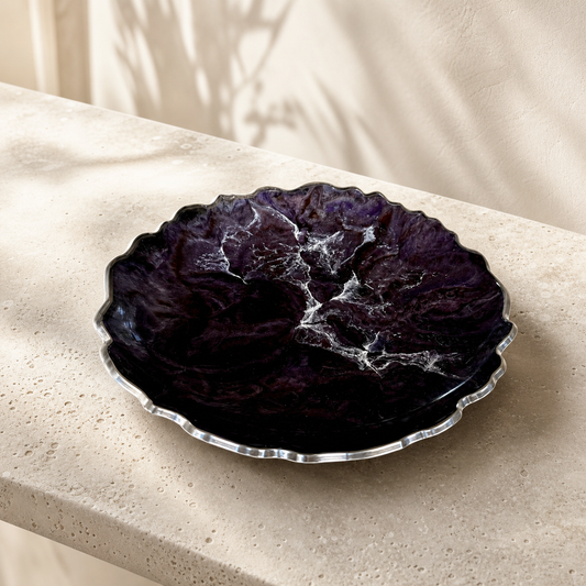 Purple and Brown Platter 12" geode design epoxy resin