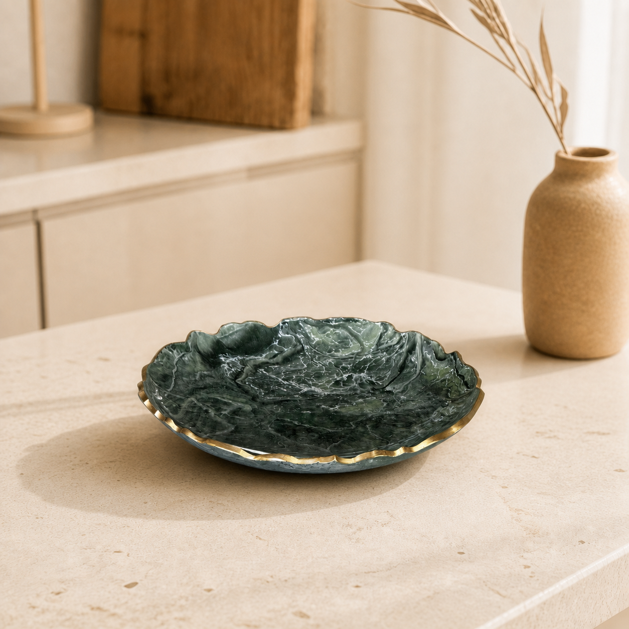 Green Platter 12" geode design epoxy resin