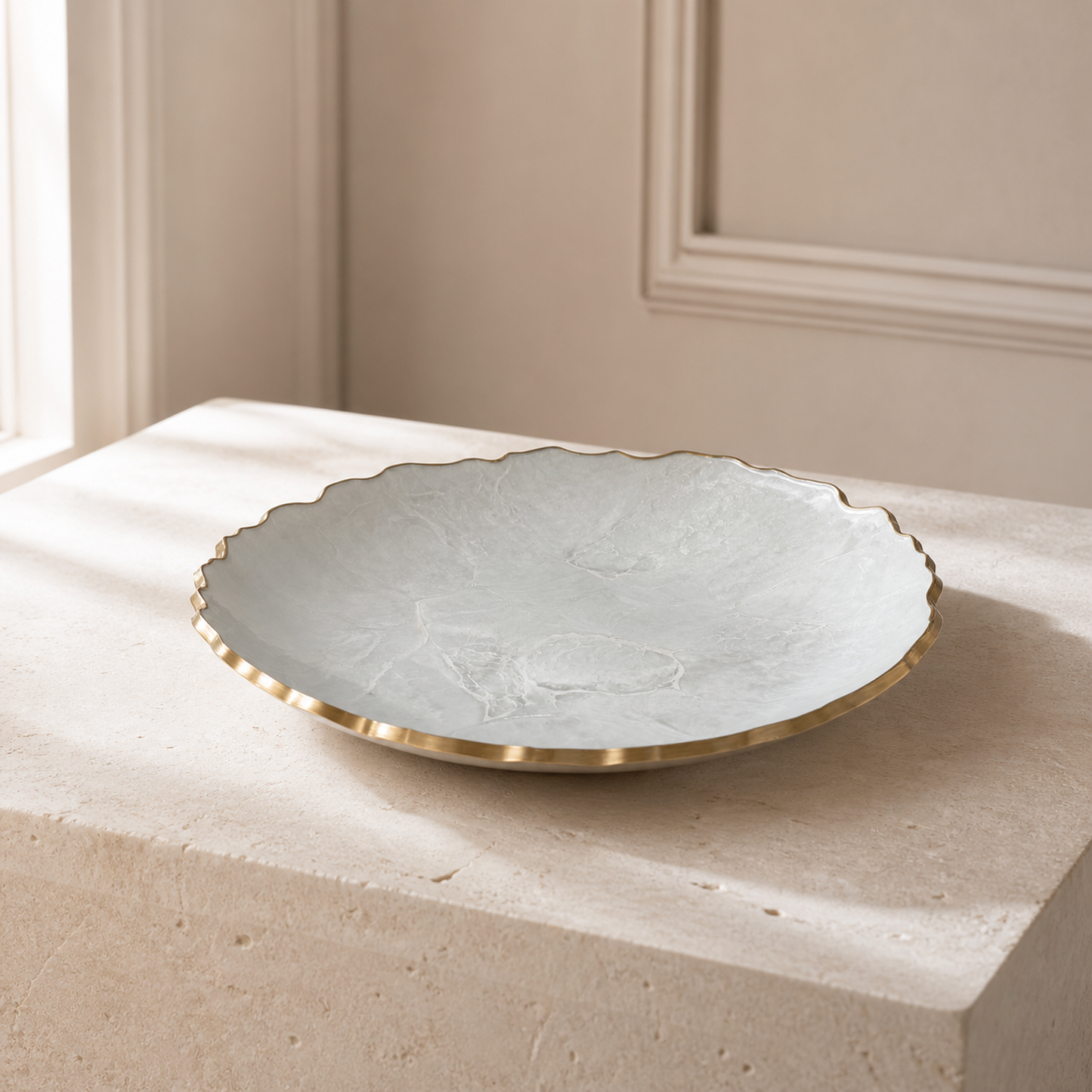 White Platter 12" geode design epoxy resin