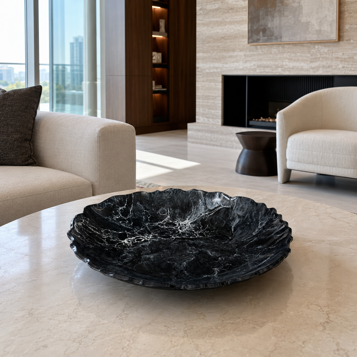Black Platter 12" geode design epoxy resin