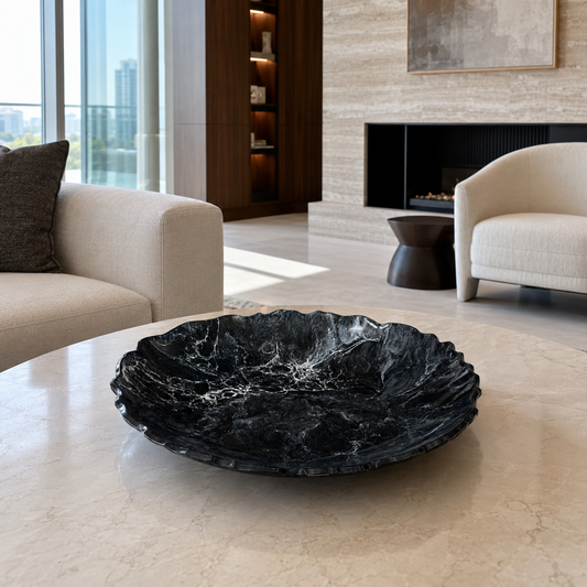 Black Platter 12" geode design epoxy resin