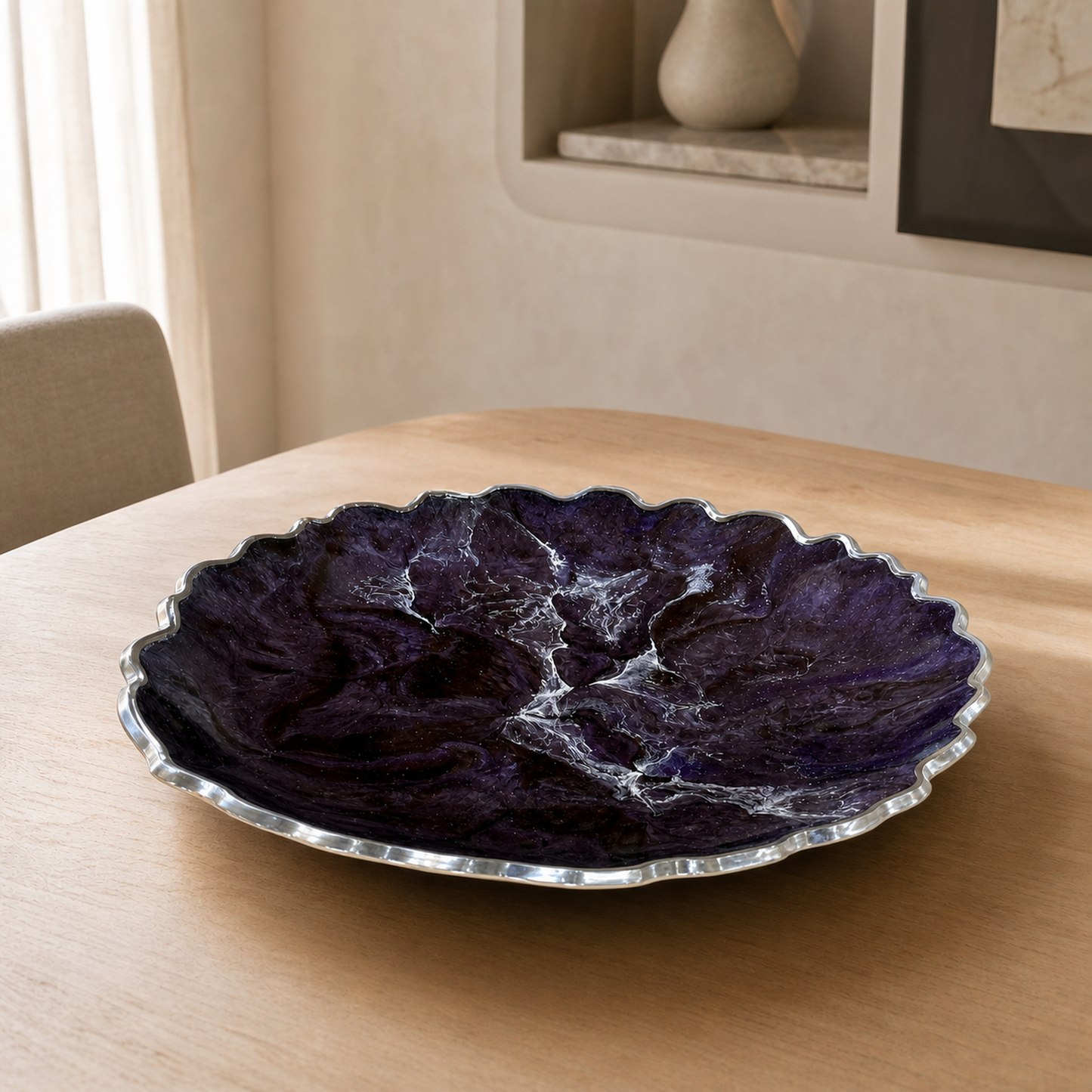 Purple and Brown Platter 12" geode design epoxy resin