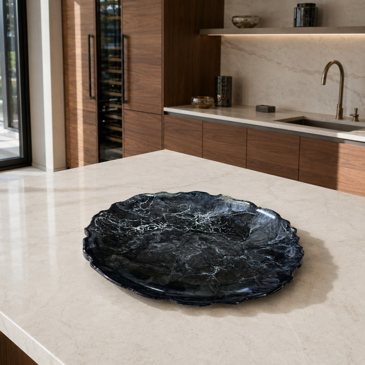 Black Platter 12" geode design epoxy resin