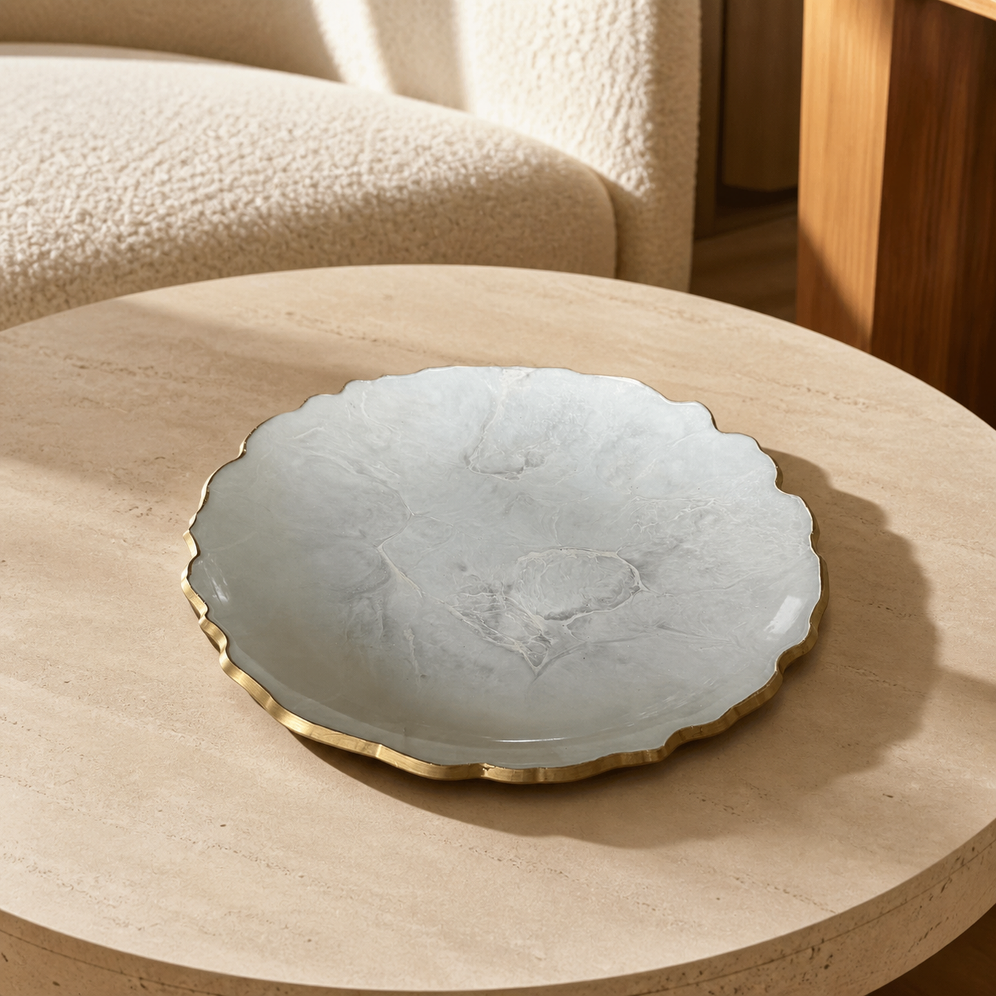 White Platter 12" geode design epoxy resin