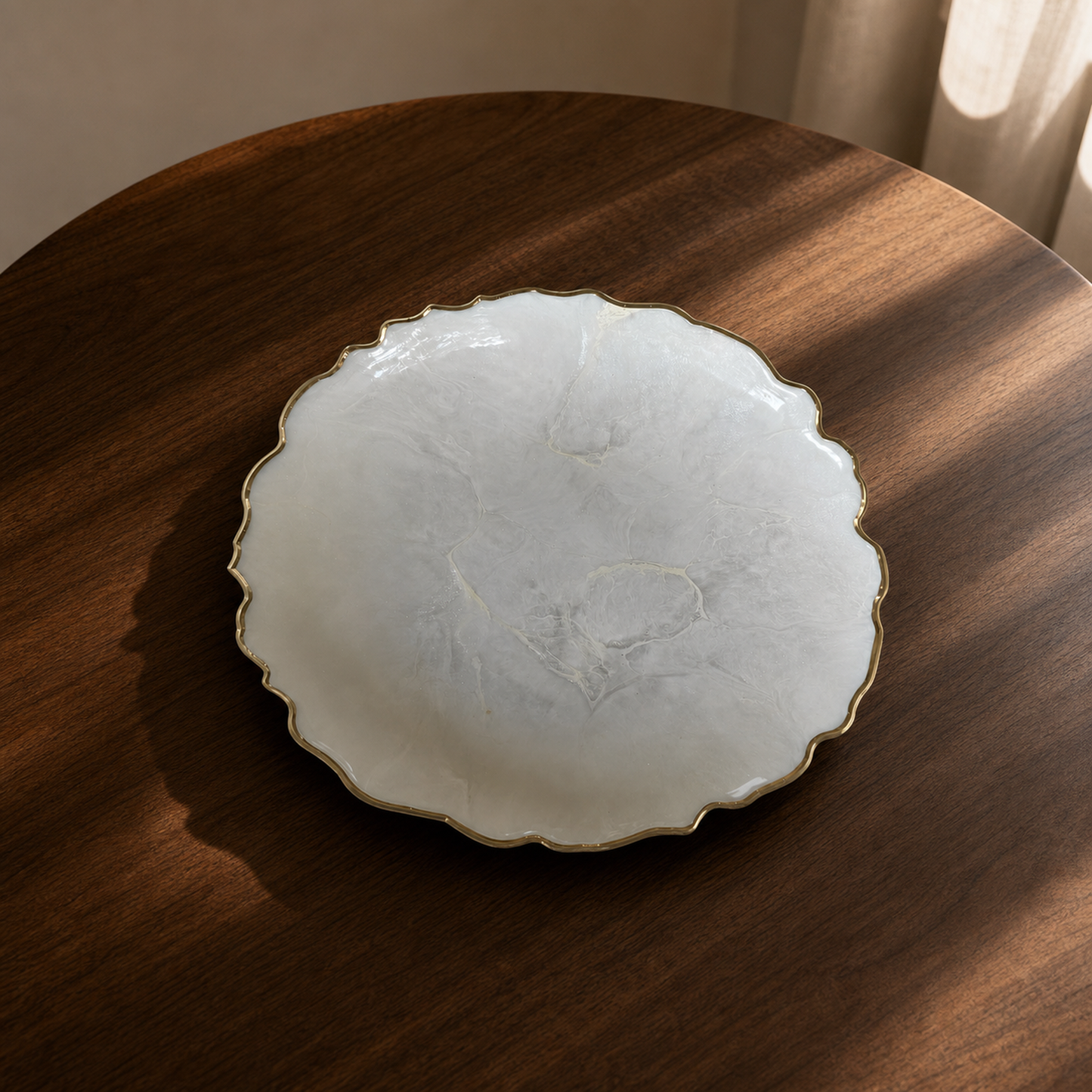 White Platter 12" geode design epoxy resin