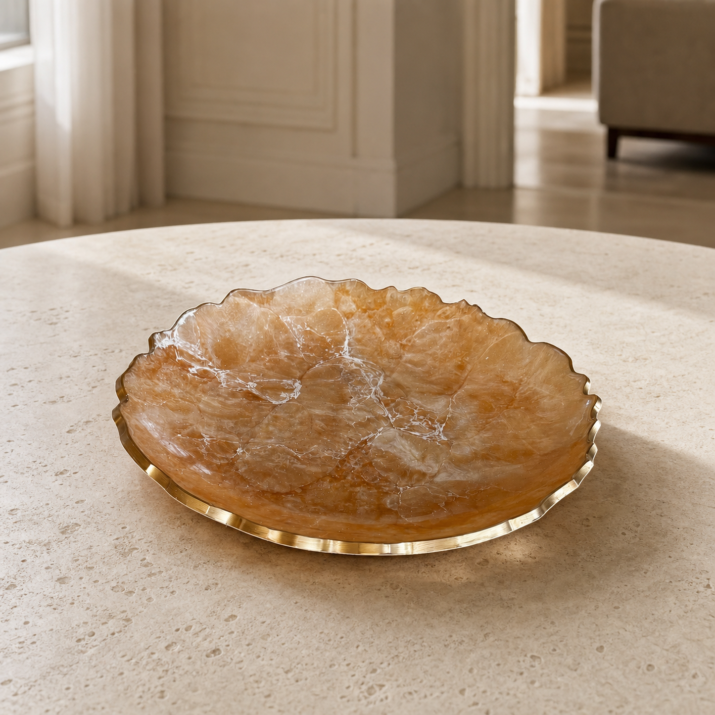 Cream Platter 12" geode design epoxy resin