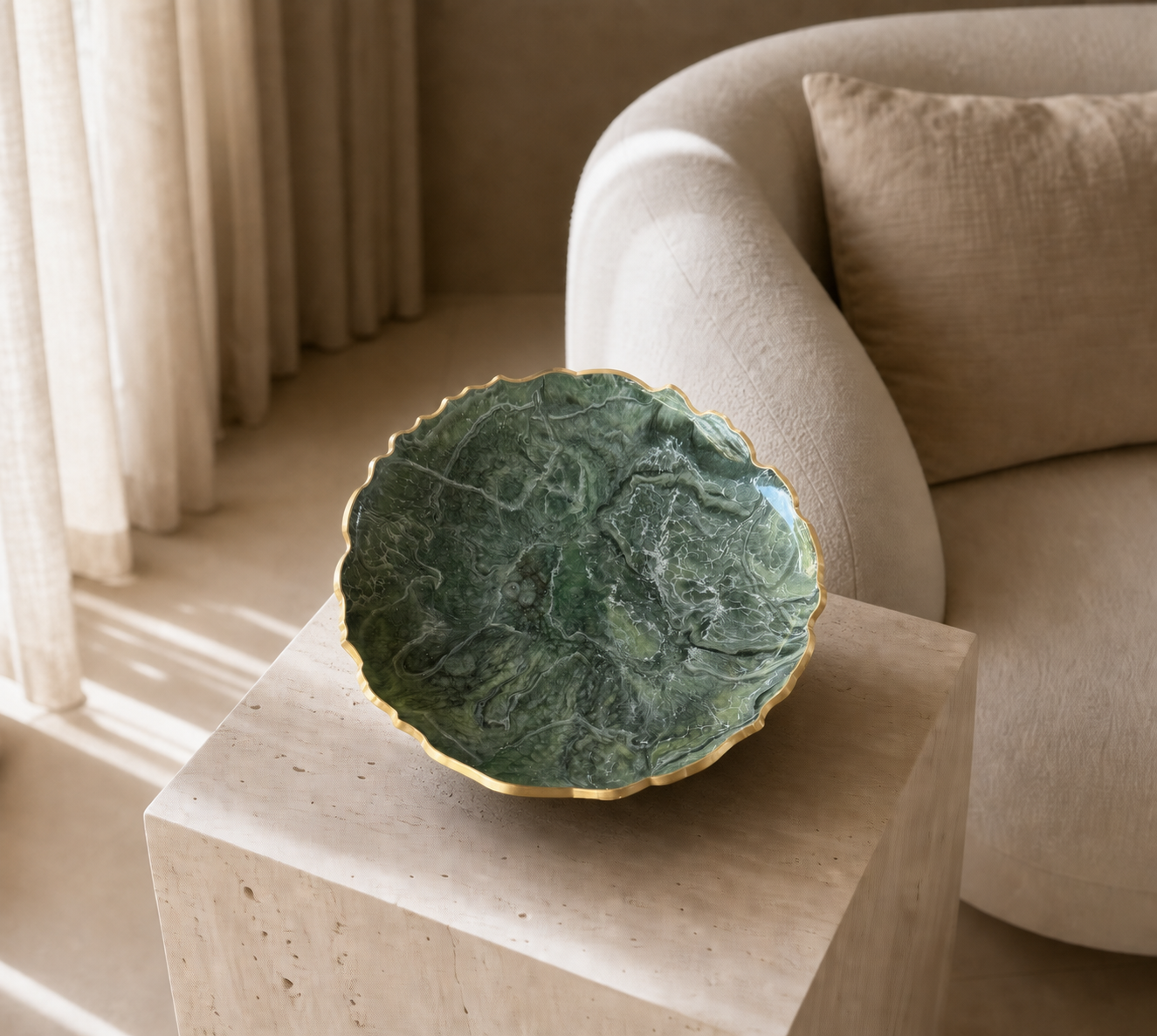 Green Platter 12" geode design epoxy resin