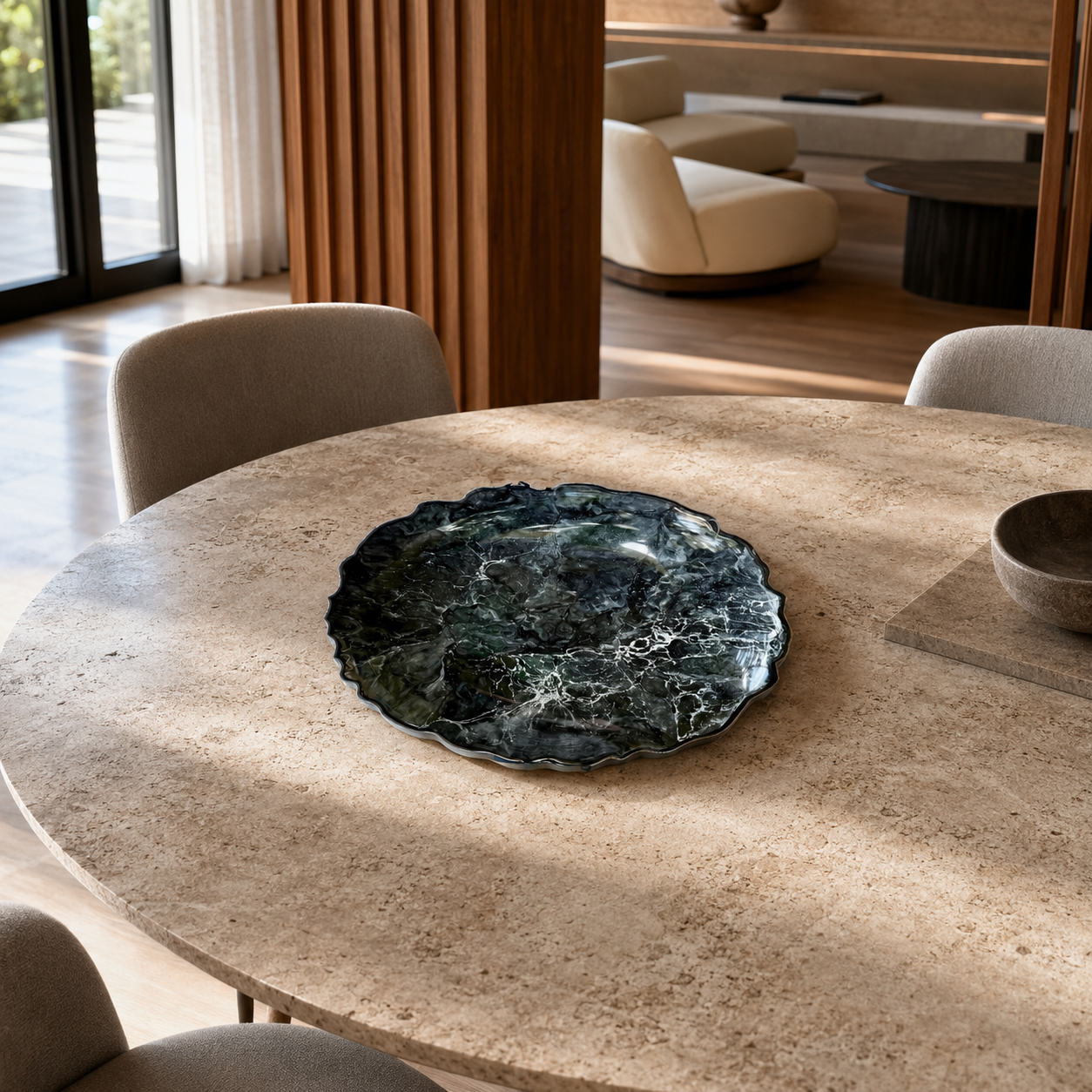 Black Platter 12" geode design epoxy resin