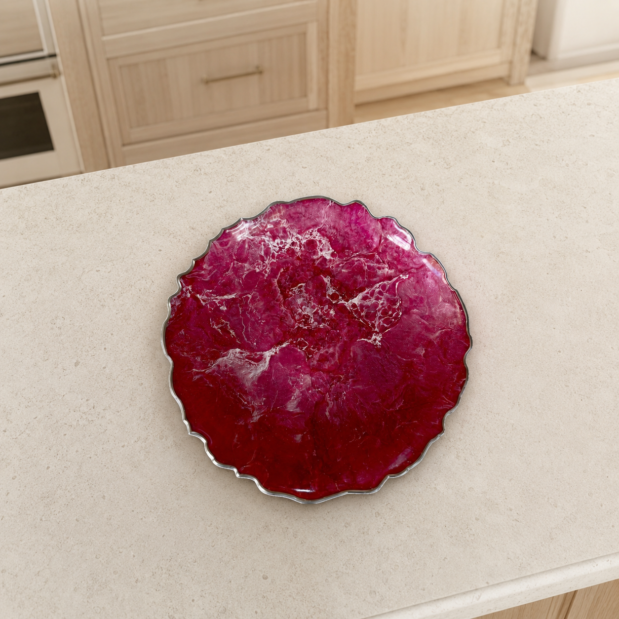 Pink Platter 12" geode design epoxy resin