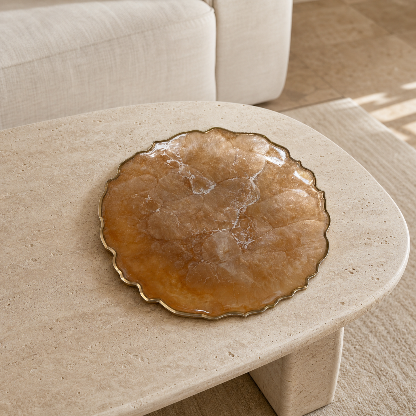 Cream Platter 12" geode design epoxy resin