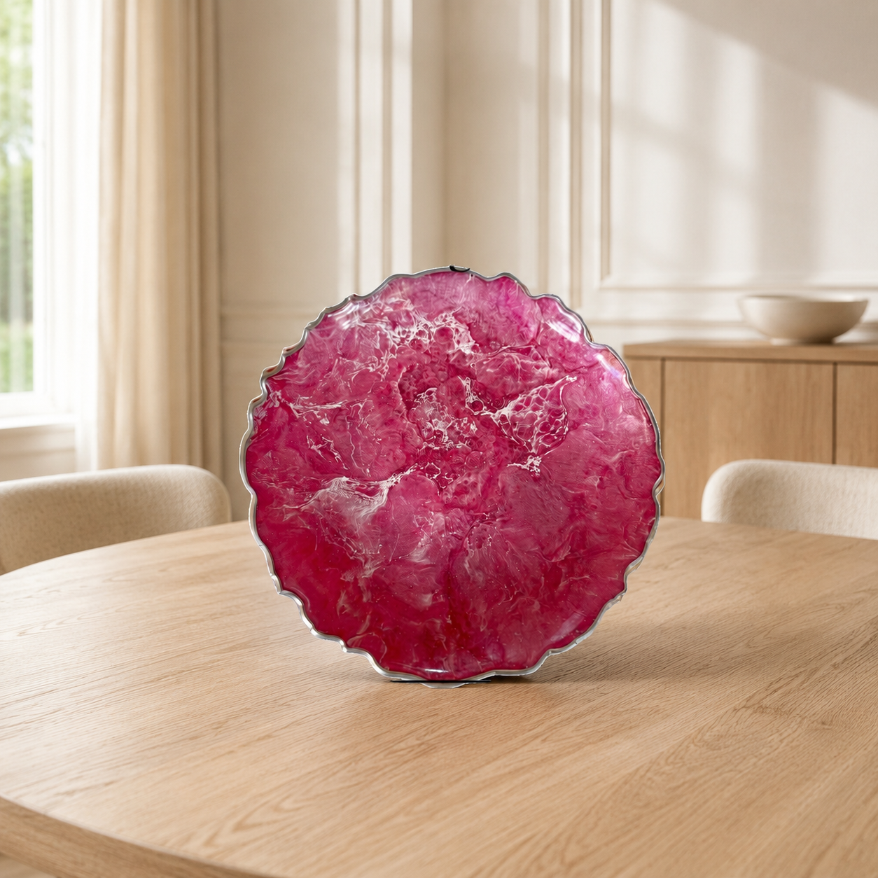 Pink Platter 12" geode design epoxy resin