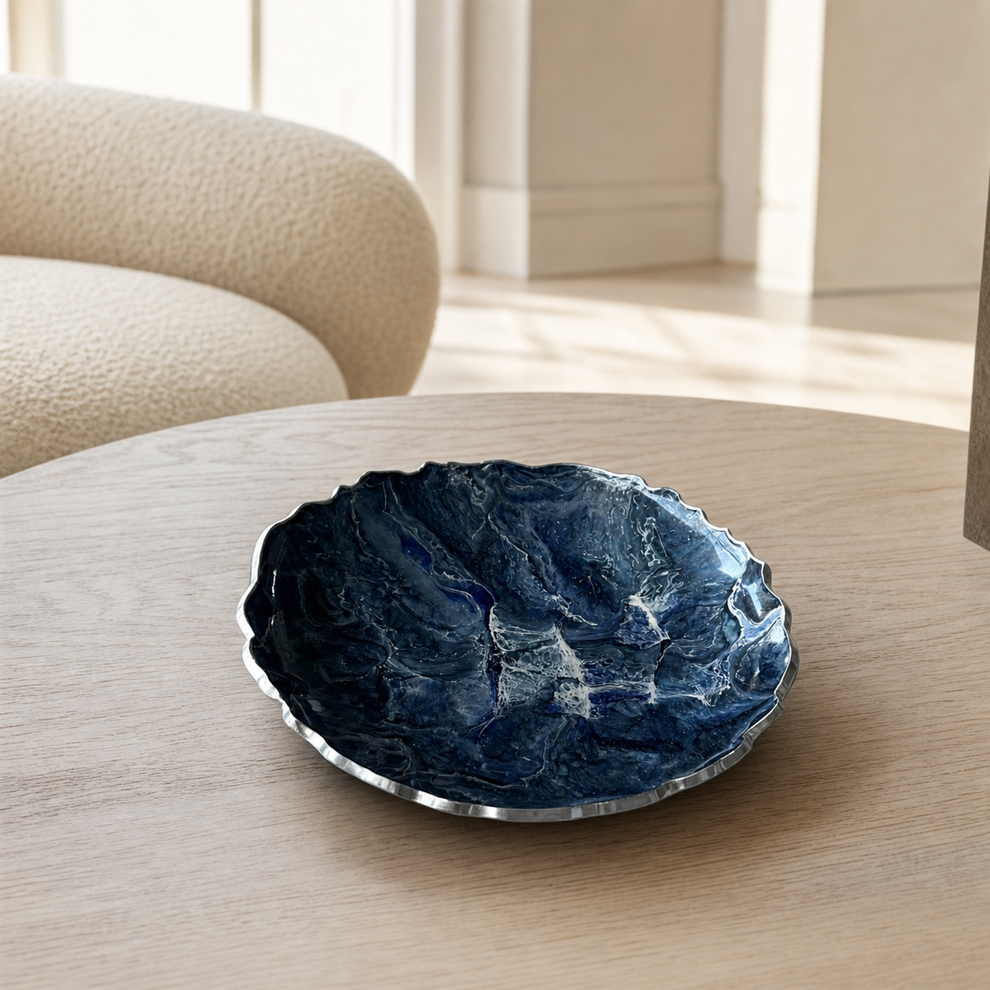Blue Platter 12" geode design epoxy resin